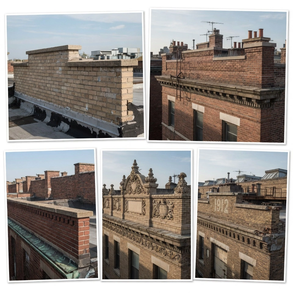 Commercial, residential, historic and industrial buildings with parapet walls repaired by Adriatic Restoration in NJ